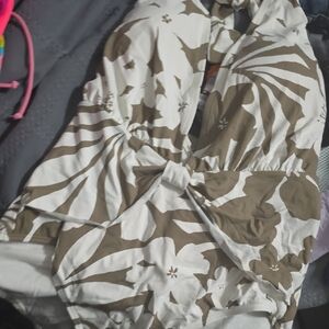 Tommy Bahama White and Brown One Piece Swimsuit